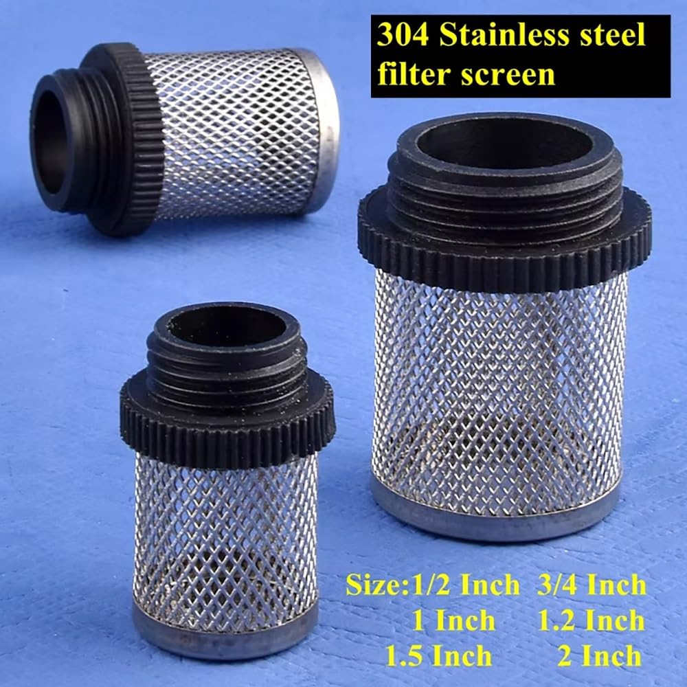 Malla de filtro de agua 304ss duradera - 5 piezas, rosca externa de 1/2" a 2" for acuarios, estanques y sistemas de riego(2In)