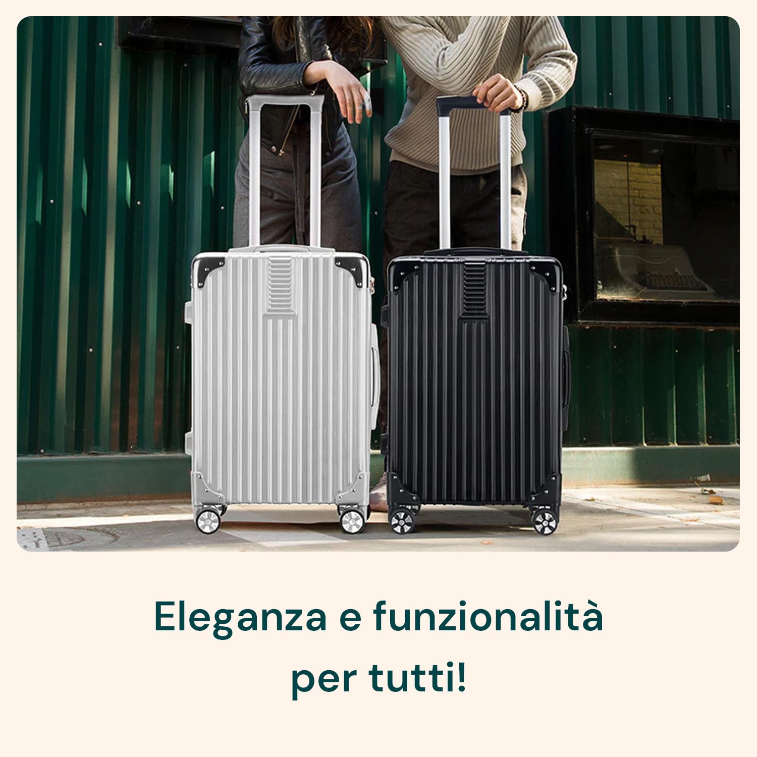 Avilia Set 3 Valigie in ABS e 4 Ruote Piroettanti - i Trolley Includono Sacca a Rete, Elastico Ferma Indumenti e Cerniera Singola - Valigie con 3 Diverse Altezze 55/66/76cm, Nero