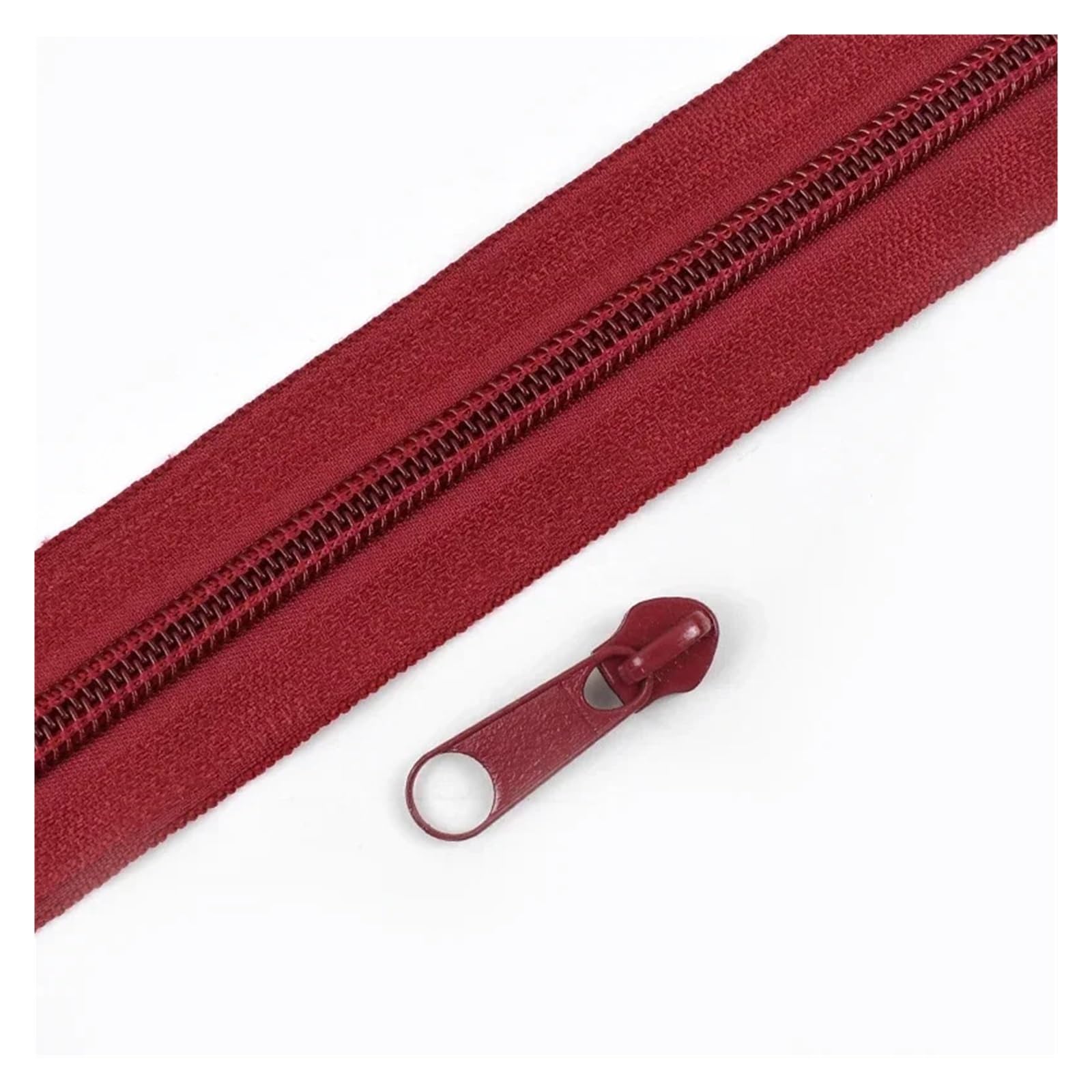 2/5/10M 3# 5# Sewing Zippers at the Meter with Slider Rainbow Nylon Zipper Tape Zips Garment Decorative Zip Repair Kits(WineRed,2MZips 2PcsSliders)