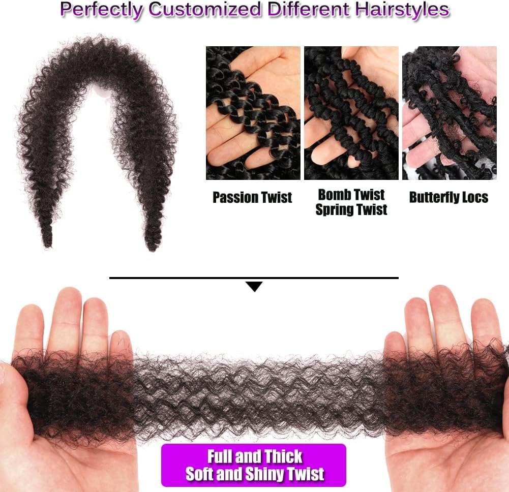 Springy Afro Twist Hair Pre-Separated Spring Twist for Faux Locs Marley Crochet Braiding Hair Extensions (1B#, 24 Inch (Pack of 8)) - Image 4