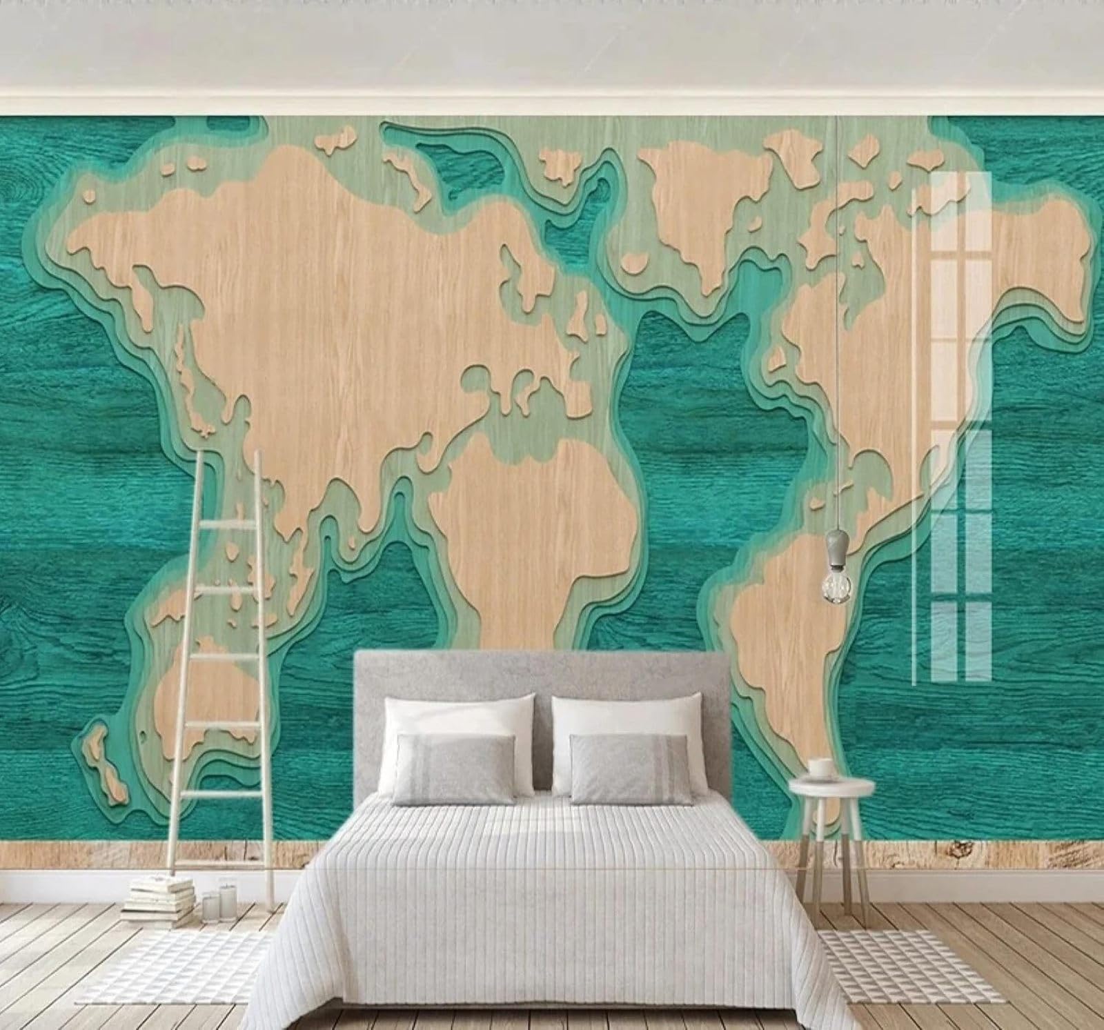 XLMING Abstract Blue Geometric Woodgrain Unique 3D Wallpaper Luxury Silk Study Dining Feature Sofa Grey Bedroom Living Room Tv Decorative Wall-150cm×105cm