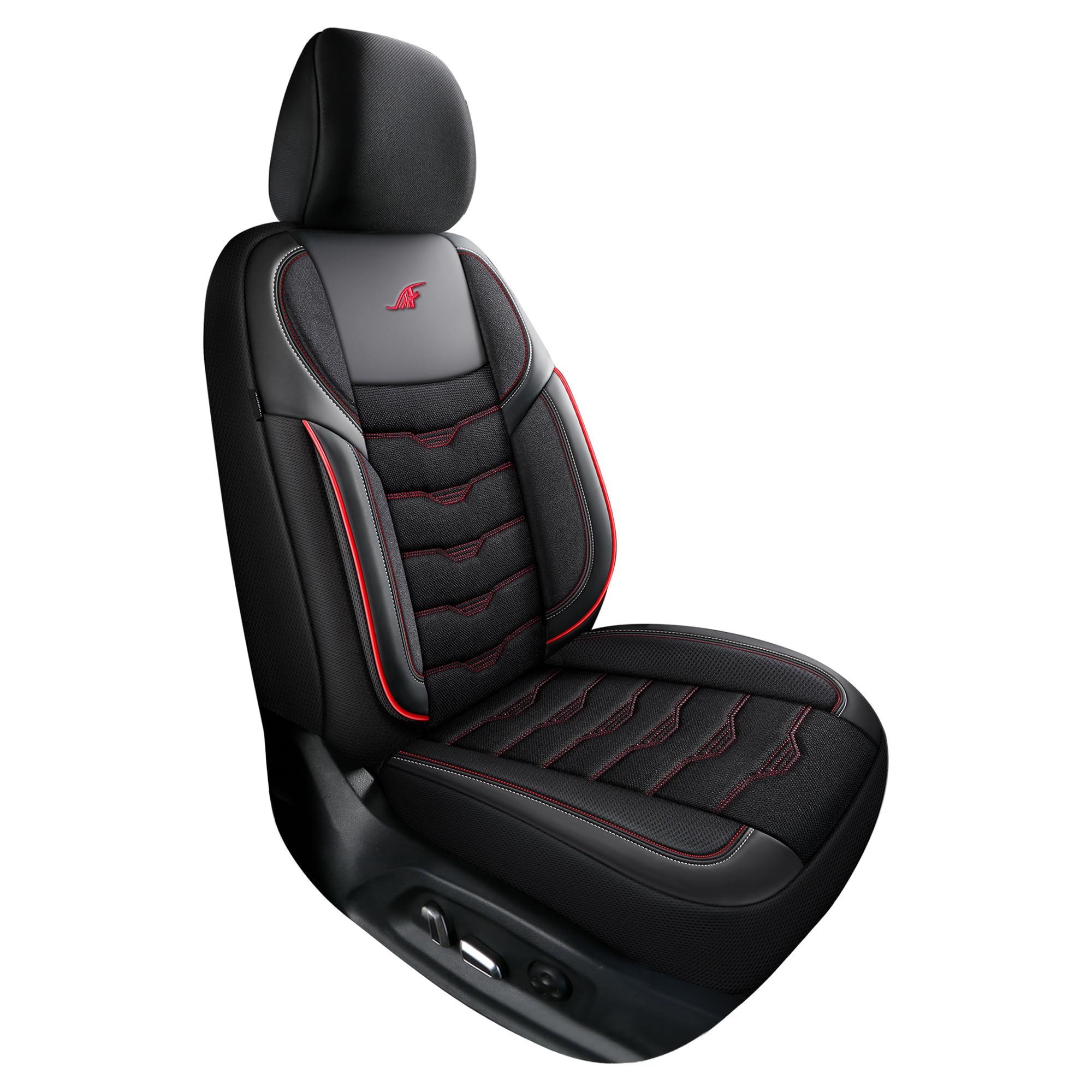 Housses de siège auto compatibles avec SsangYong Tivoli 2015 | Ensemble complet | Série AID | AID101 | Noir avec coutures rouges