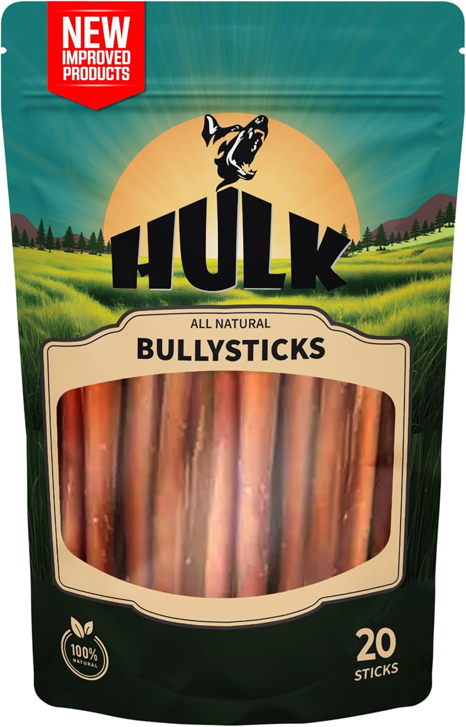 6-inch Bully Sticks for Dogs (Pack of 20), Natural Scent & Long Lasting Dog Dental Chews All Natural & Single Ingredient, 100% Beef Dog Treat with No Artificial Flavor