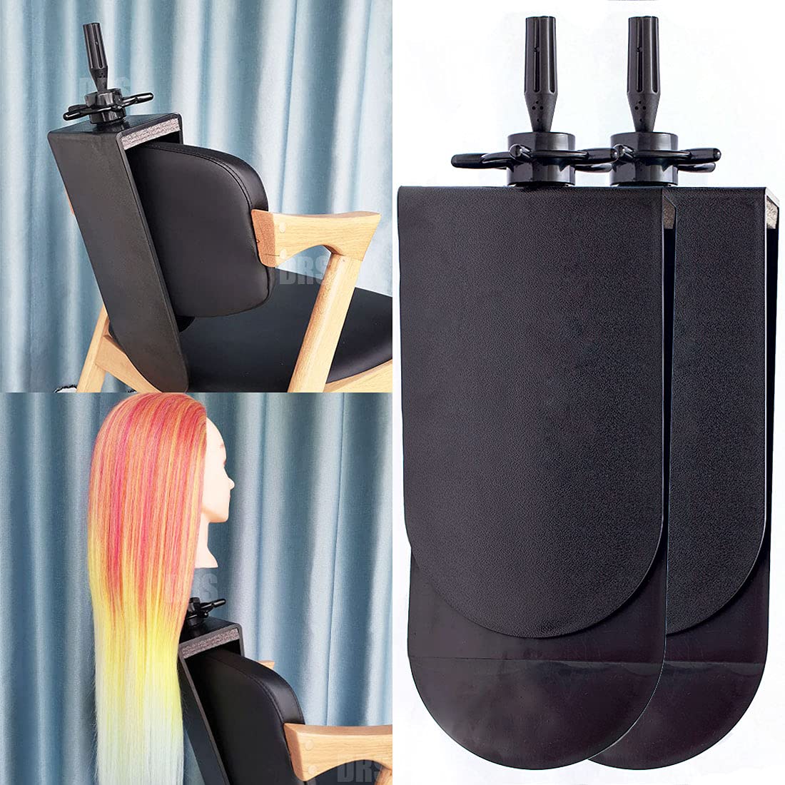 2Pcs Mannequin Head Clamp Stand with Clip Sturdy and Durable Wig Head Clamp Stand Adjustable Angle for Wigs Making Styling and Cosmetology Hairdressing Training Seat Back Clamp (Black)