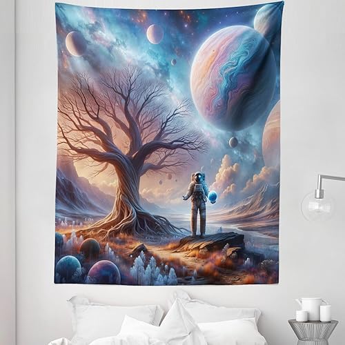 Miniatura 426 de Ambesonne Tapiz gótico, patio con hiedra encantada en la puerta antigua al bosque, colgante de pared ancho para dormitorio, sala de estar, 2-Verde