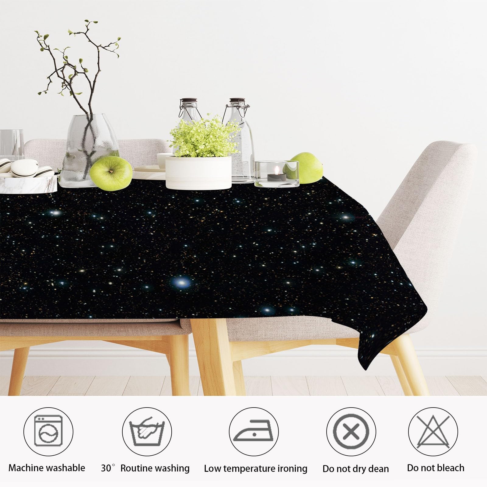 Nappe Rectangulaire Anti-taches étoiles Noire - Polyester, Moderne, Neuve Avec étiquettes