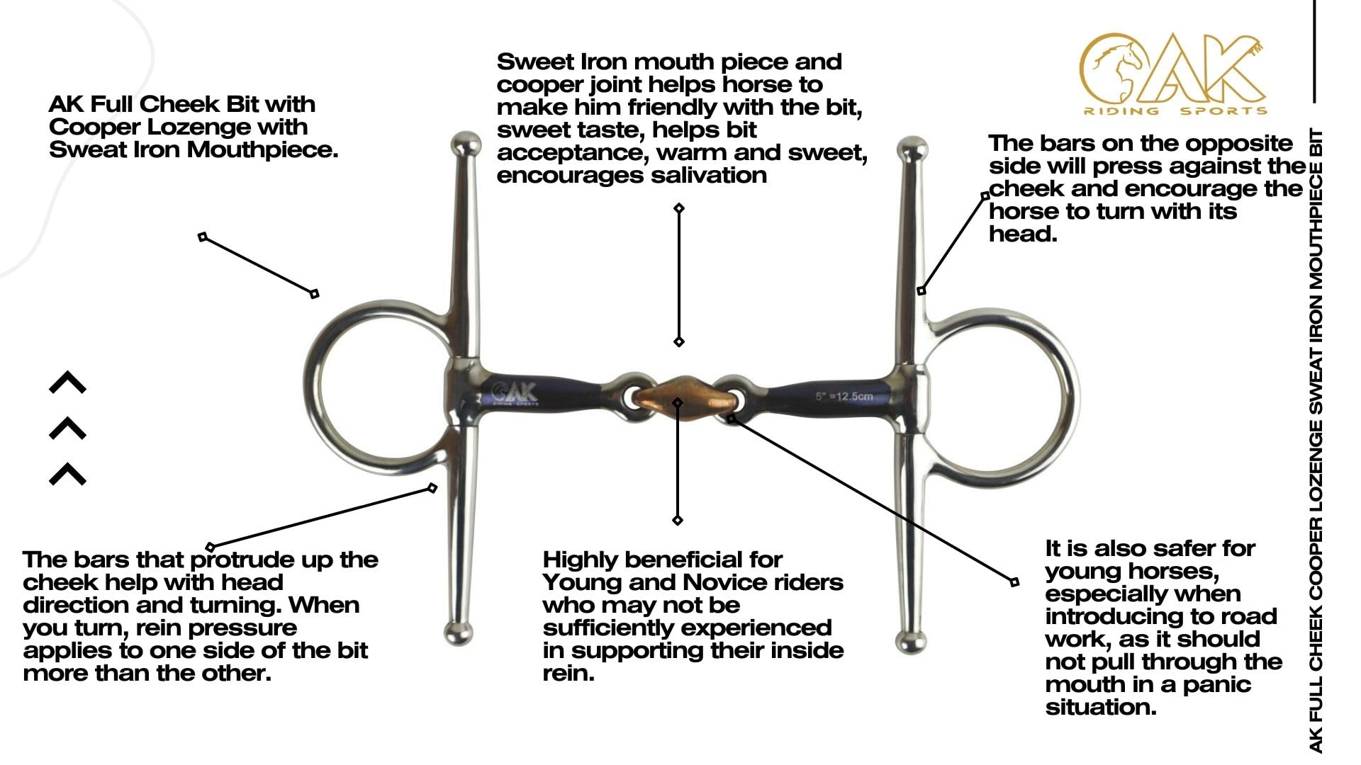 AK Full Cheek Cooper Diamond Horse Riding Bit mit Schweißeisen-Mundstück Horse Bits AKRS-2614