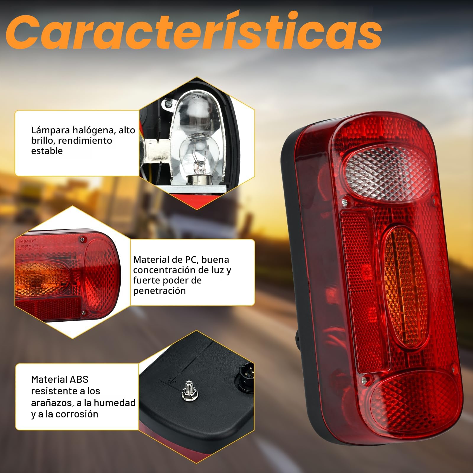 Aissom 2PCS Juego de Pilotos Traseros Remolque,12V Pilotos Traseros Remolque 13 Pines,Luces Remolque con 6 Funciones e Juego de Cables de 5.5m,Certificado E11 para Camión Caravana Tractor