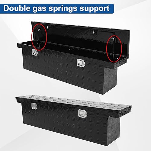 Miniatura 6 de confote Caja de herramientas chapada en aluminio resistente de 60 pulgadas, caja de herramientas para camioneta, caja de herramientas para caravana,