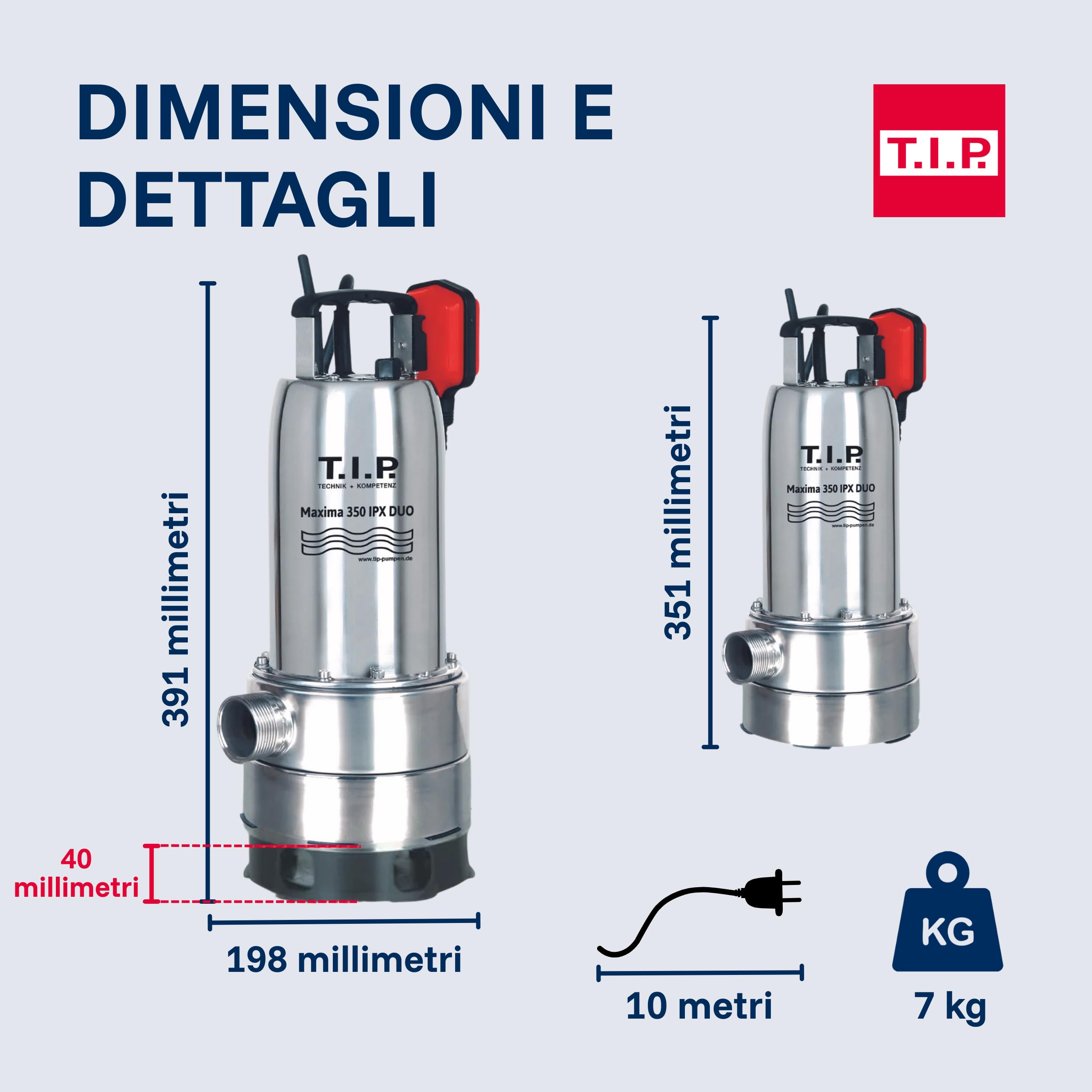 T.I.P. Maxima 350 I-PX DUO Pompa Sommersa Acque Scure con Attacco C-Storz