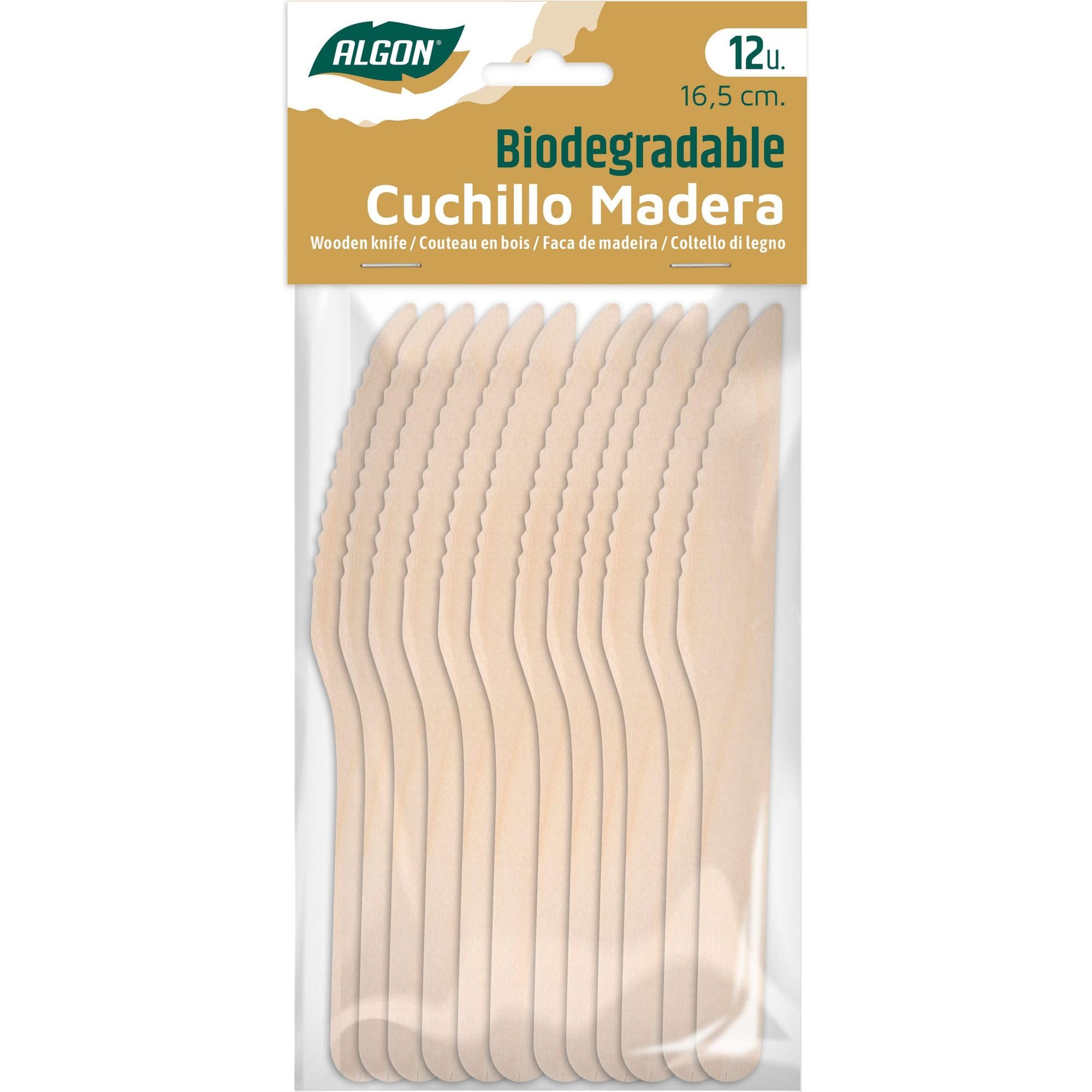 Algon | 1000 coltelli usa e getta in legno resistenti e biodegradabili - Coltelli in legno 16,5 cm alternativa ecologica alla plastica, ideali per feste, eventi e ristoranti