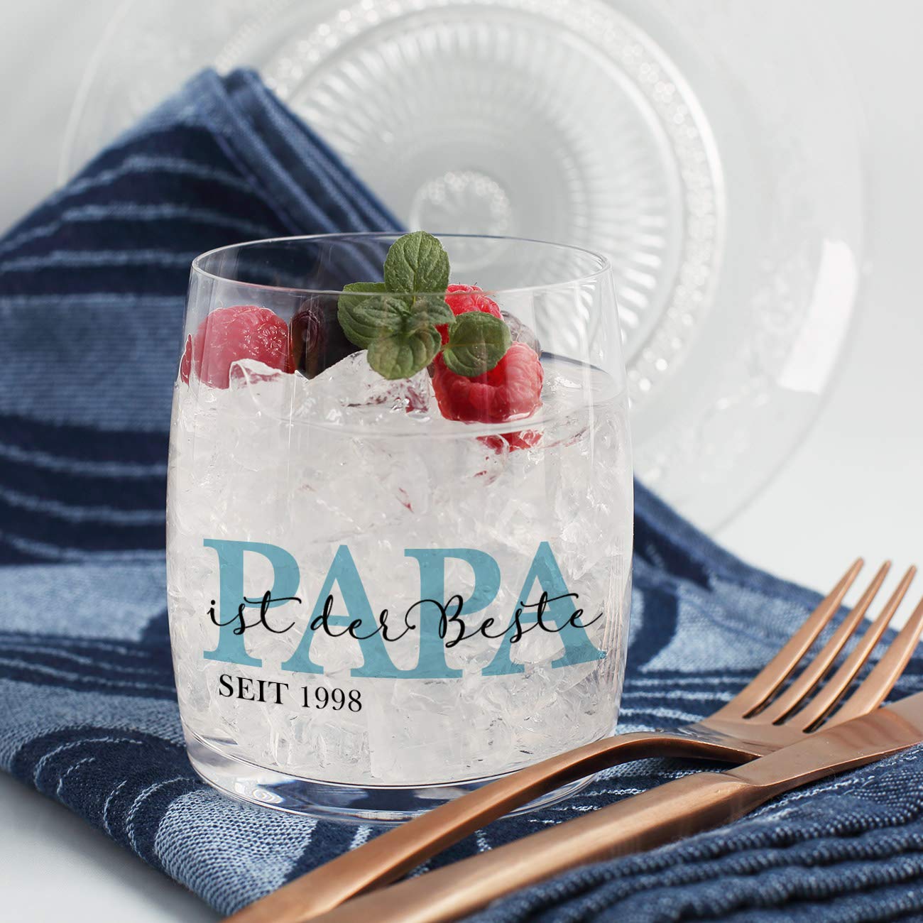 Graviertes Trinkglas 'Bester Papa' – Mit Personalisiertem Namen, 485 Ml, Spülmaschinengeeignet, Für Vatertag & Geburtstag
