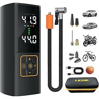 Tire Inflator Portable Air Compressor 150PSI Cordless Air Pump with Color Digital Pressure Gauge 3X Faster Inflation Rechargeable USB-C Power Bank LED Light for Car Motorcycle Bike Ball