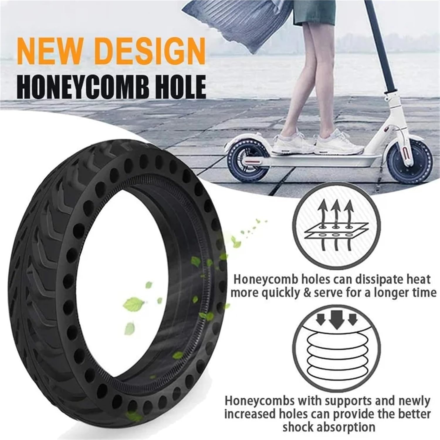 Compatible for Xiaomi M365 Pro/Mi 1S/Pro 2/Essential - 8.5 Inch Rubber Solid Tire for Scooter Wheel Replacement