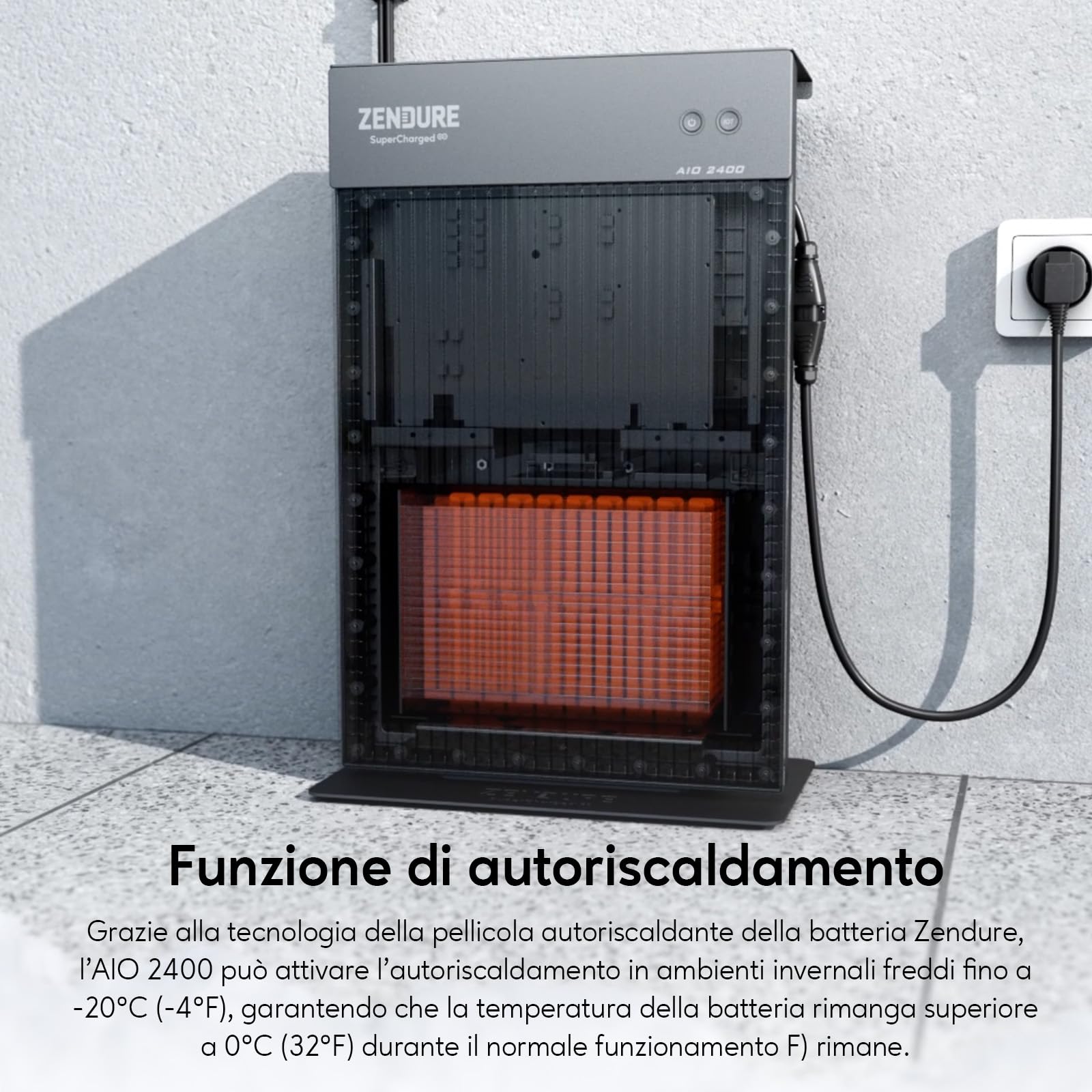 Zendure AIO2400 Centrale Elettrica da Balcone, con Accumulo, 2400 Wh LiFePO4, Ingresso Solare 1200 W, Uscita 1200 W, con Shelly Pro 3EM, Design Monopezzo, app, IP65, 0 dB, con Shelly Plus Plug S