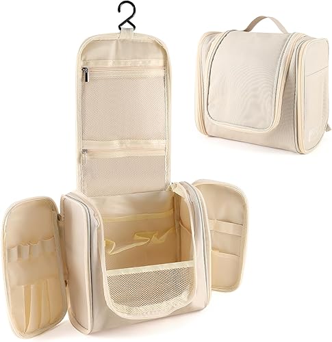Neceser para mujer, organizador de artículos de tocador de viaje con gancho para colgar, bolsa de maquillaje cosmética de gran capacidad, contenedor