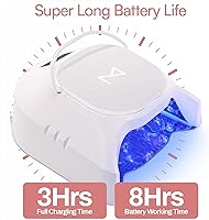 Vista 7 de M - Lámpara de uñas profesional híbrida GlowPro de 86W inalámbrica recargable LED UV, secador de uñas inalámbrico para uñas de gel, manicura, Blanco