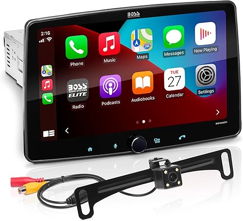 BOSS Audio Systems BE10ACP-C - Sistema estéreo para automóvil - Apple CarPlay, Android Auto, 10.1 pulgadas Single Din, pantalla táctil, unidad