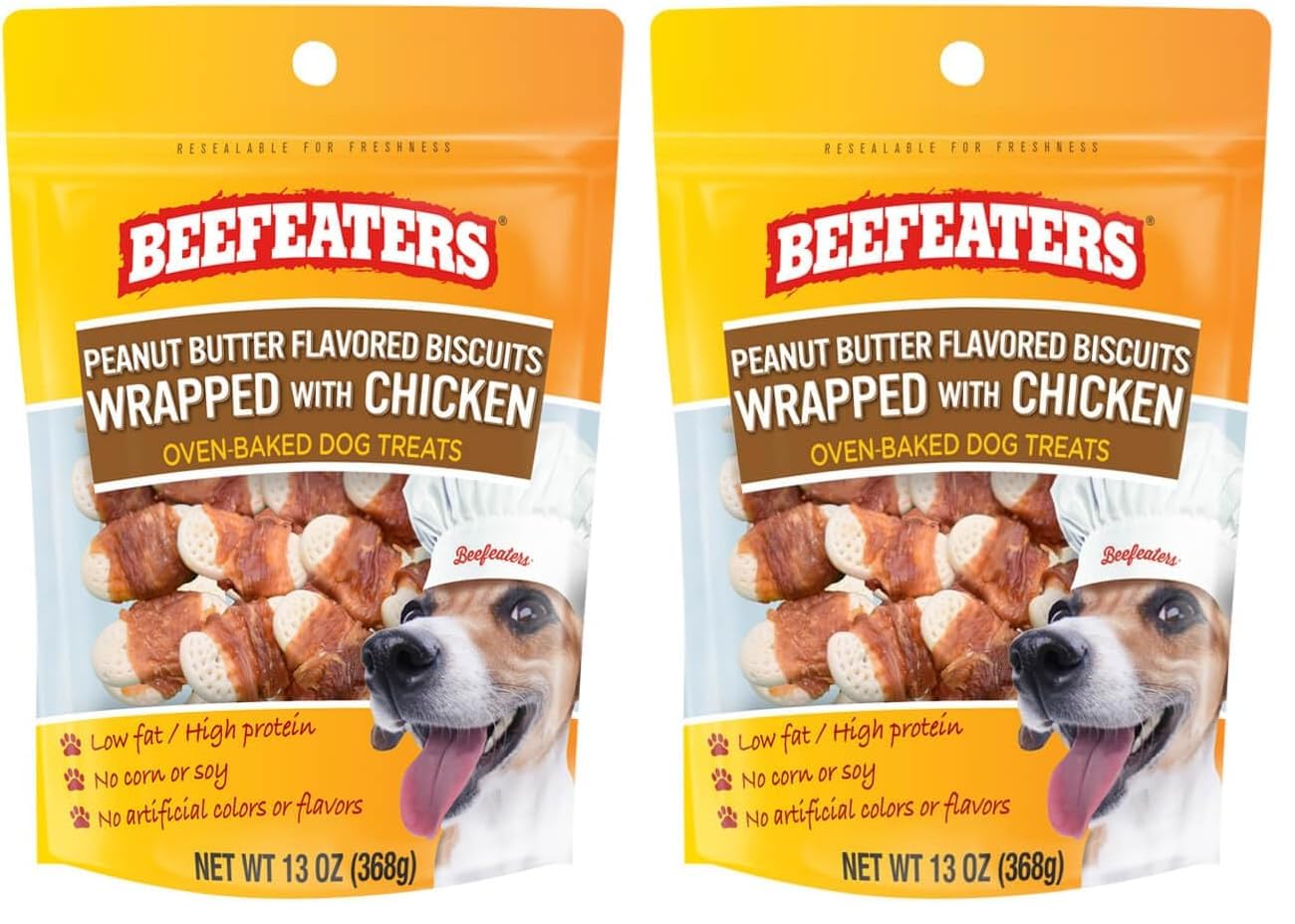 Beefeaters Peanut Butter Biscuits – Dog Treat. Oven-Baked with Real Chicken, No Artificial Ingredients, Dental Benefits, Ideal for Training & All Dog Sizes