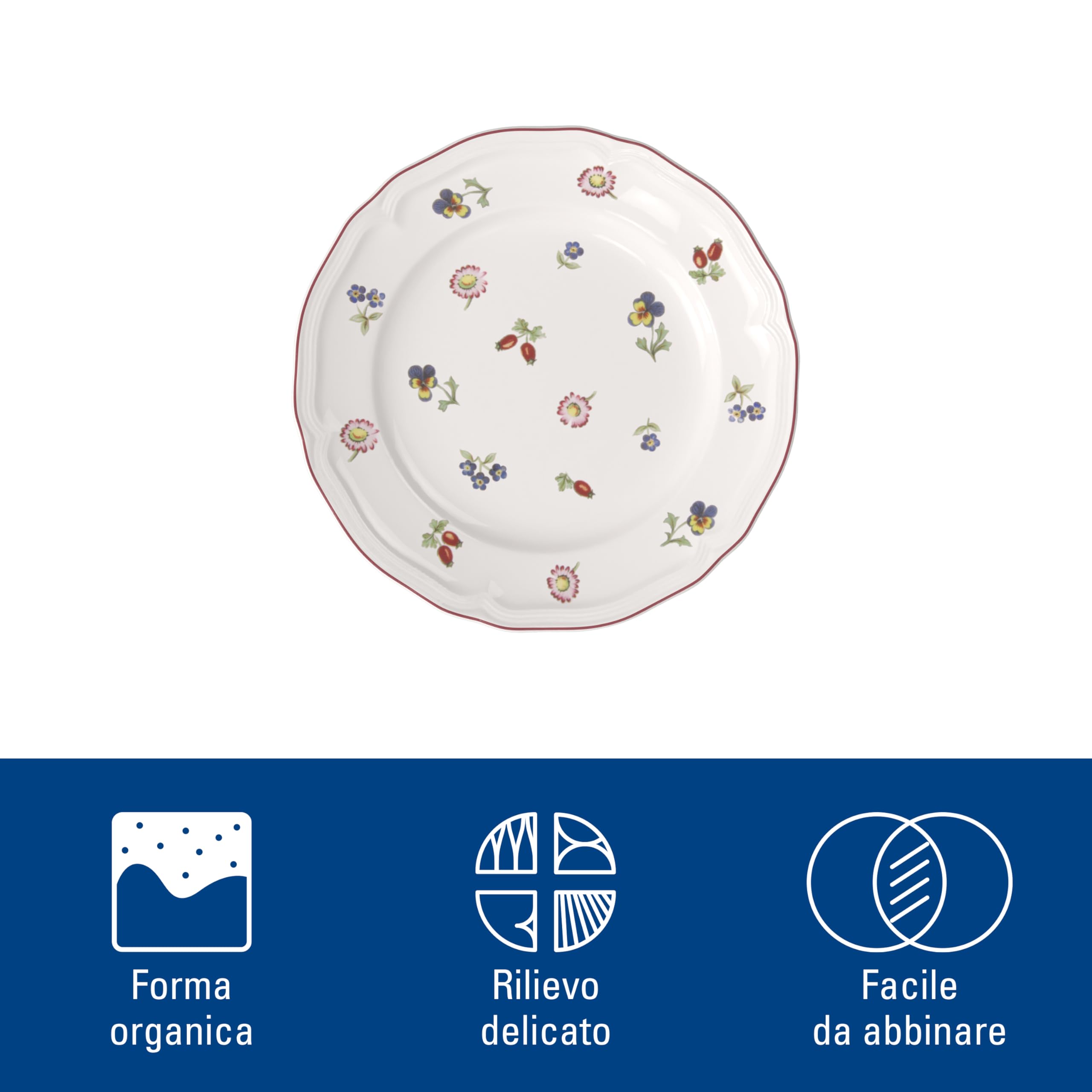 Villeroy & Boch, Petite Fleur Piatto da Dessert/Colazione Bianco, Lavabile in Lavastoviglie, Adatto per Microonde, Piatto, Ceramica, Stoviglie, Porcellana Premium
