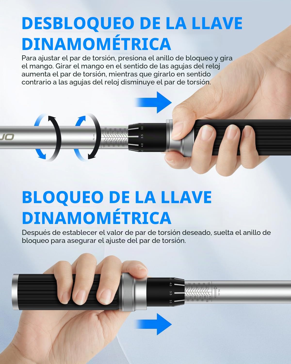 GOYOJO 1/2" 10-110Nm Llave dinamométrica de alta precisión de, ±3%, doble dirección ajustable, 72 dientes para mantenimiento de motocicletas, bicicletas y automóviles
