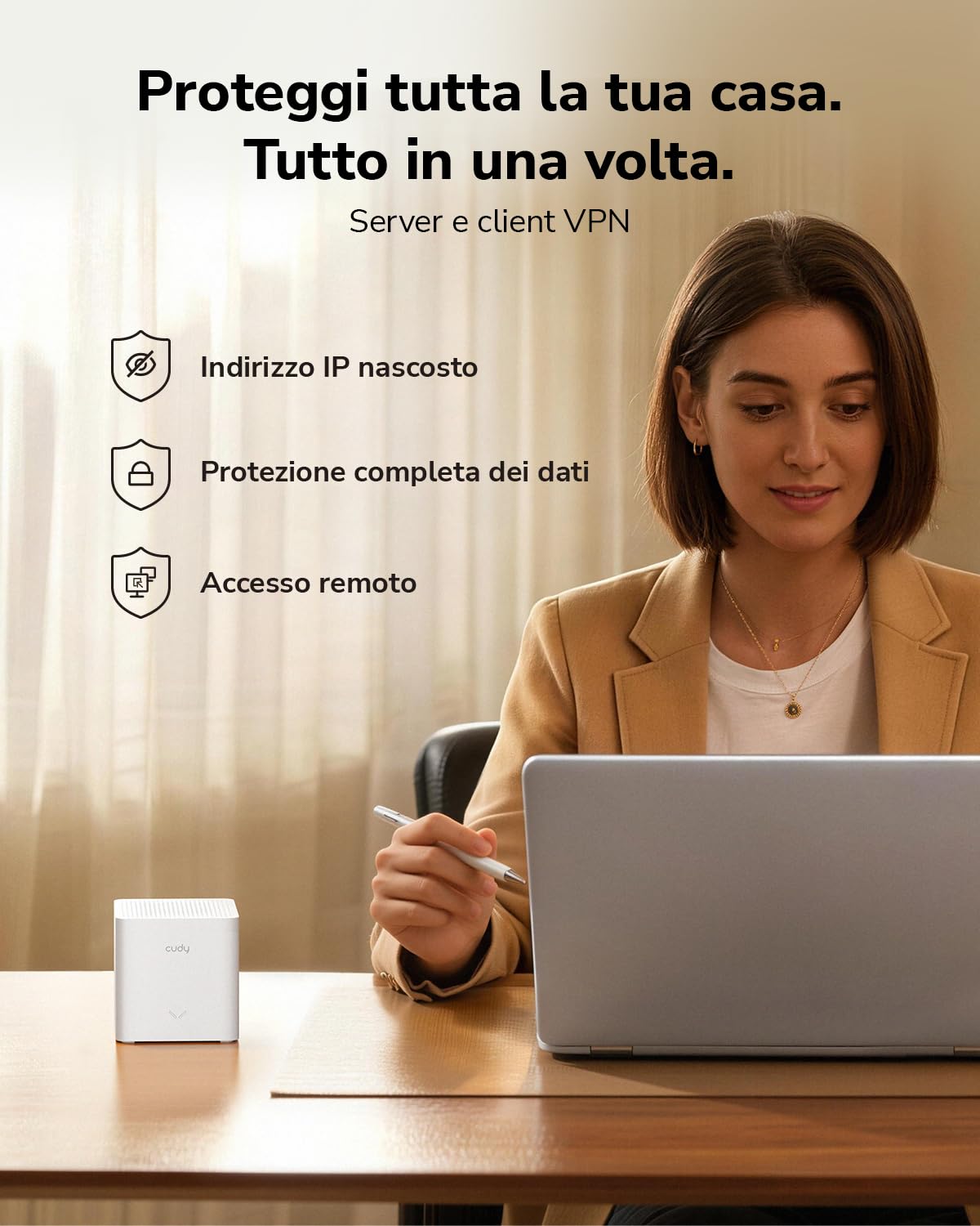 Cudy Sistema mesh Wi-Fi 6 AX3000 per tutta la casa, M3000S 2-Pack | Wi-Fi 6 dual-band da 2402+574 Mbps, 2 porte Gigabit, rete mesh senza interruzioni, server e client VPN, 160 MHz