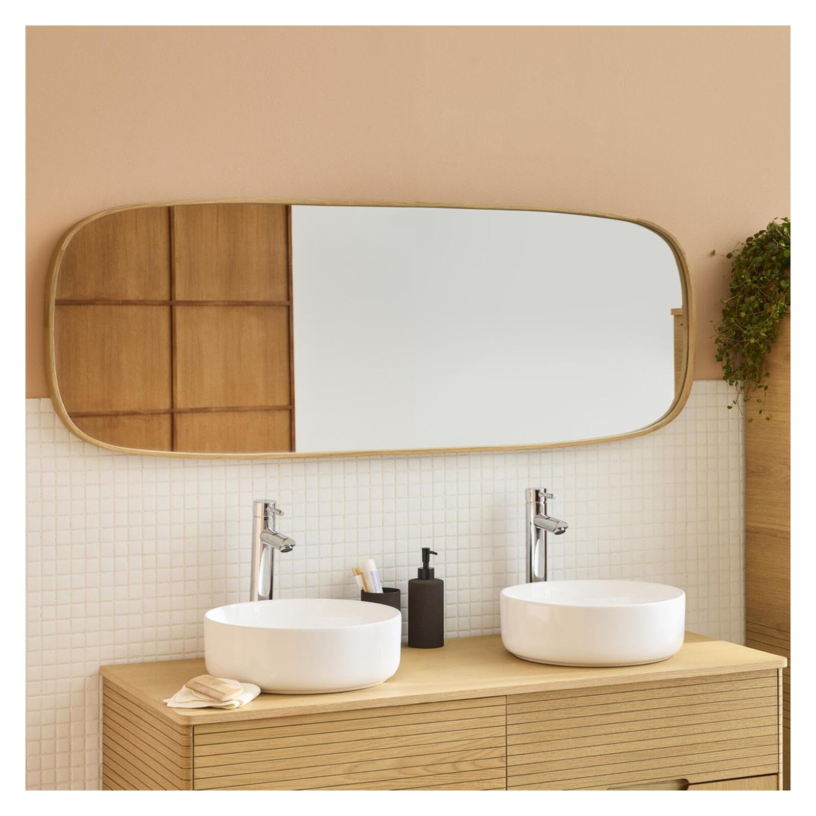 MOB-IN Espejo rectangular de roble Floki 50x140