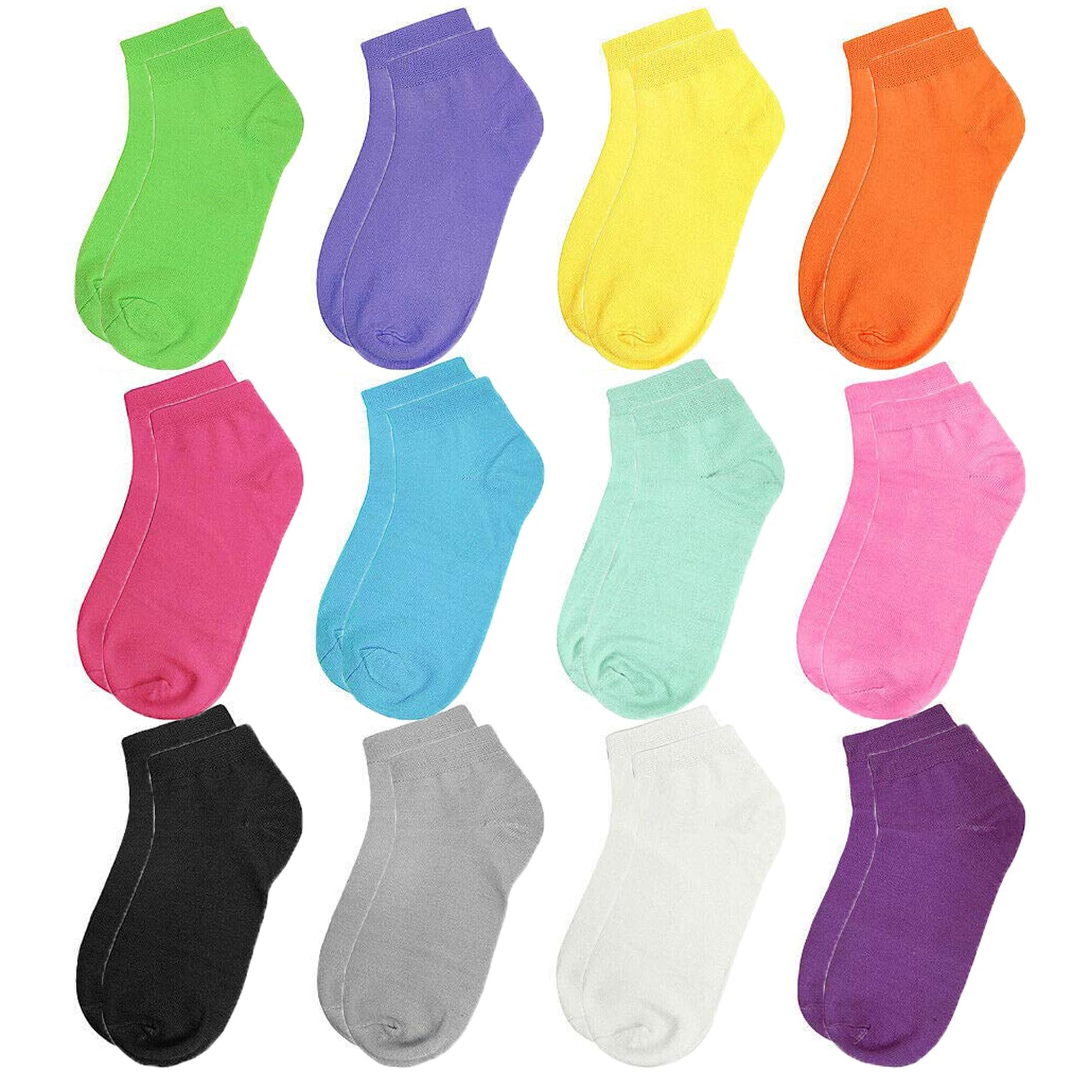 Falari 12 Paar Mädchen Kleinkind Kinder Baumwollsocken Knöchelsocken für Schuluniform