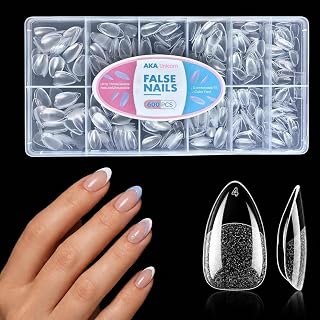 600Pcs Almond Gel Nail Tips -12Sizes | No C Curve, Easy to Trim & File, Works with Acrylic/Gel ,Beginner-Frendly Home DIY
