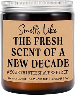 LissiArt97 Smells Like The Fresh Scent of A New Decade Candle - Funny 40Th Birthday Candle - Smells Like You're Not in Your Thirties Anymore - Fortieth Birthday Gift for Her - Lavender Soy Candle 8Oz