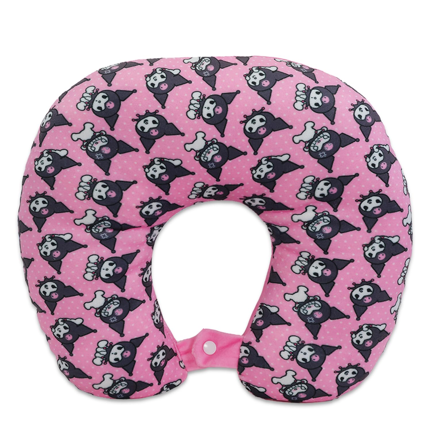 SANRIO Kuromi Ensemble coussin de nuque et couverture – Ensemble oreiller de voyage Kuromi, couverture polaire Kuromi, autocollants, plus | Accessoires de voyage Kuromi