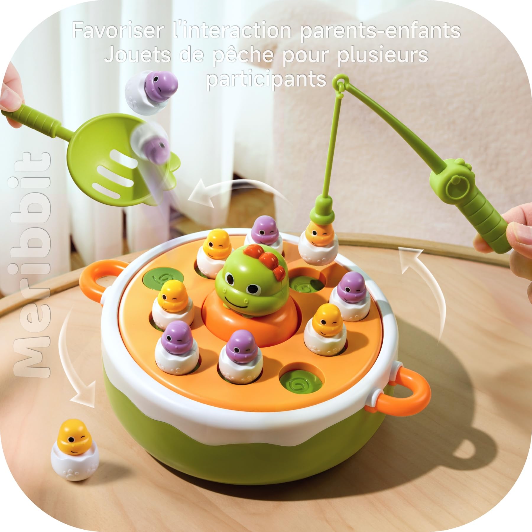 Jeux Montessori, Peche a la Ligne 4 en 1 Conception de Rebond et de Musique Convient aux Enfants de 2, 3, 4, 5 Ans et Plus, Kidy Jeu Magnetique Learn Concentration