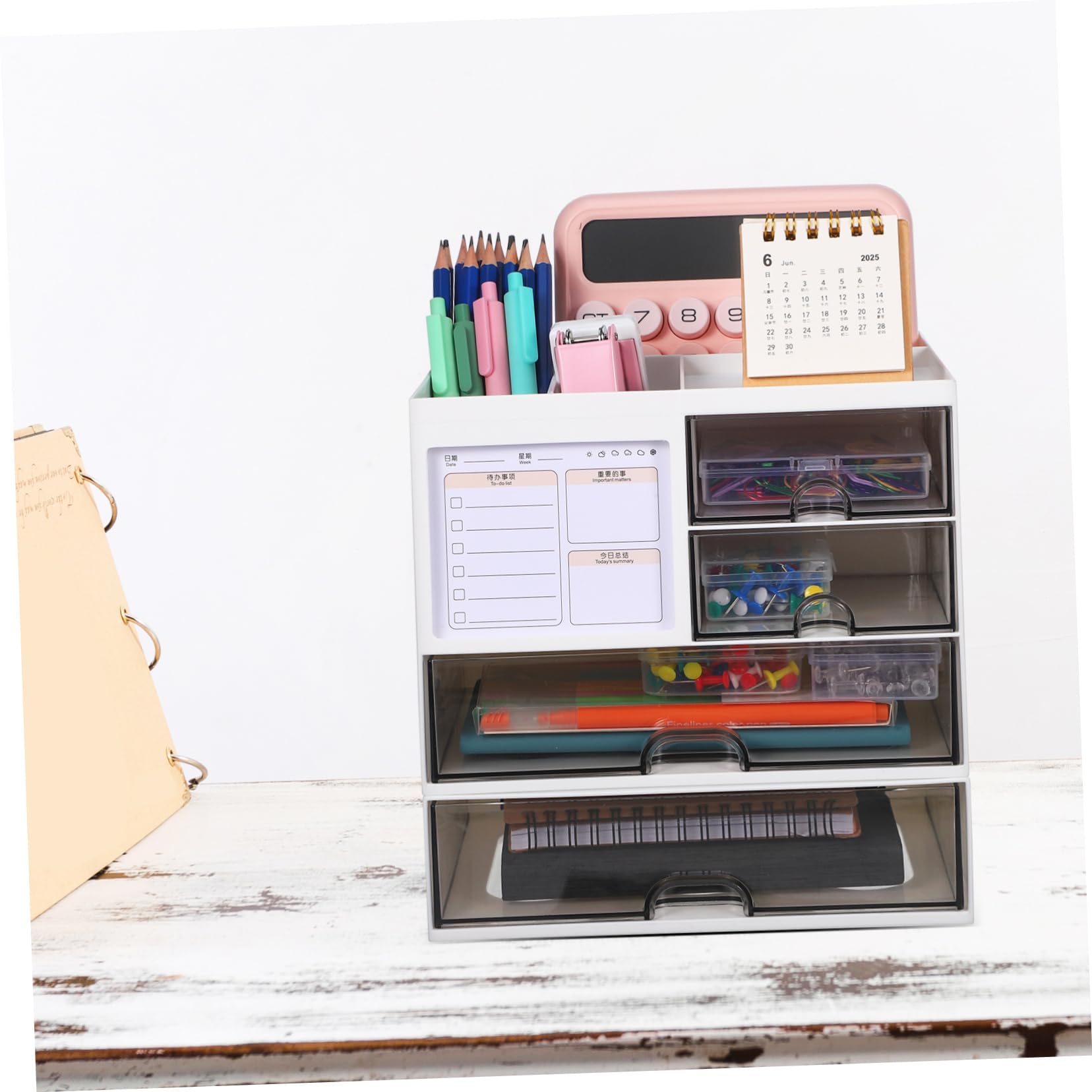 Alipis Caja de Plástico para Organizar Maquillaje y Útiles Escolares Organizador de Escritorio con Hogar Cajón de Almacenamiento para Papelería de Oficina