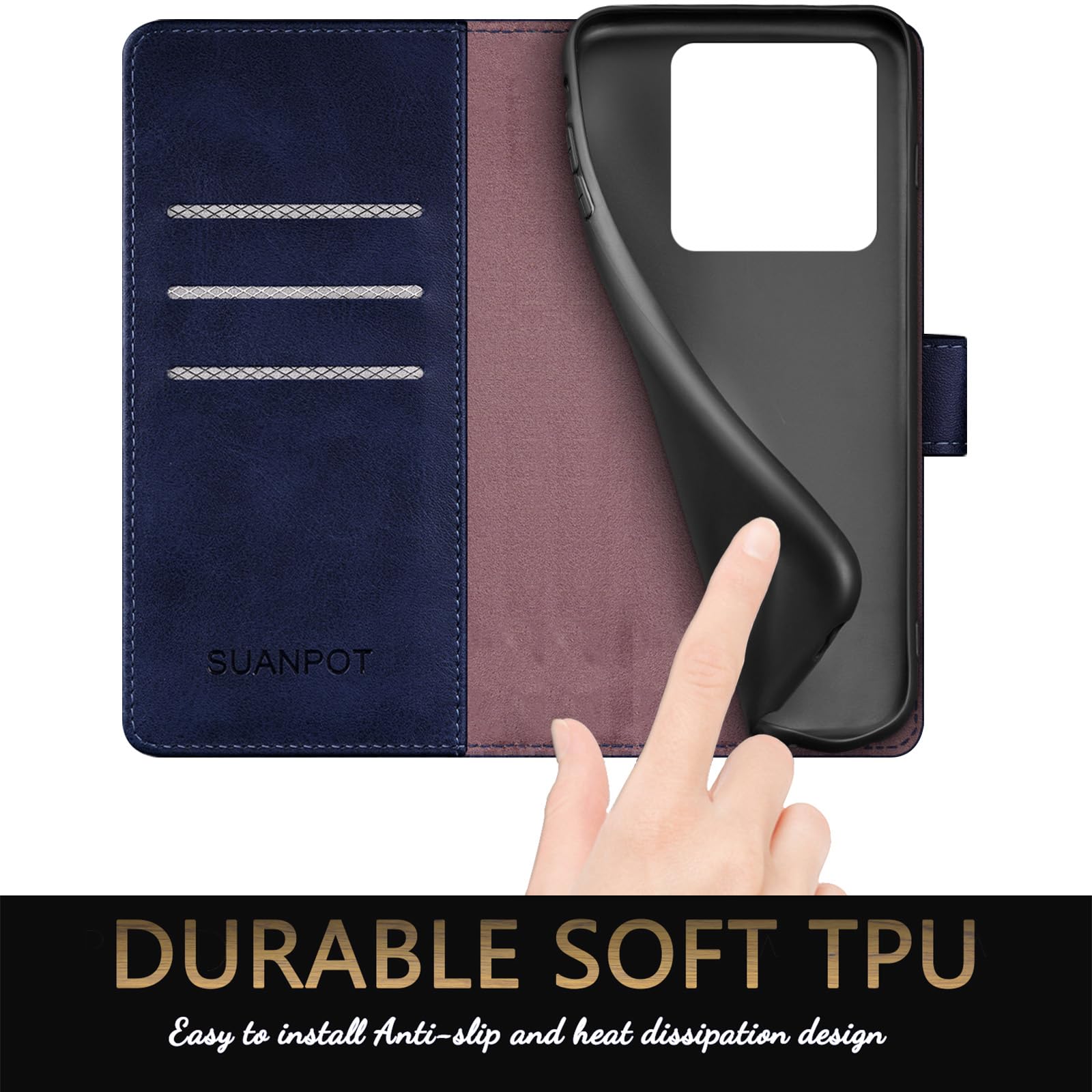 Rerzoiro Cover per Xiaomi 14T Pro Custodia Portafoglio [Blocco RFID] Premium Pelle PU Wallet Case Flip Libro con Porta Carte Slot Supporto Flip Case per Xiaomi 14T Pro, Blu-verde