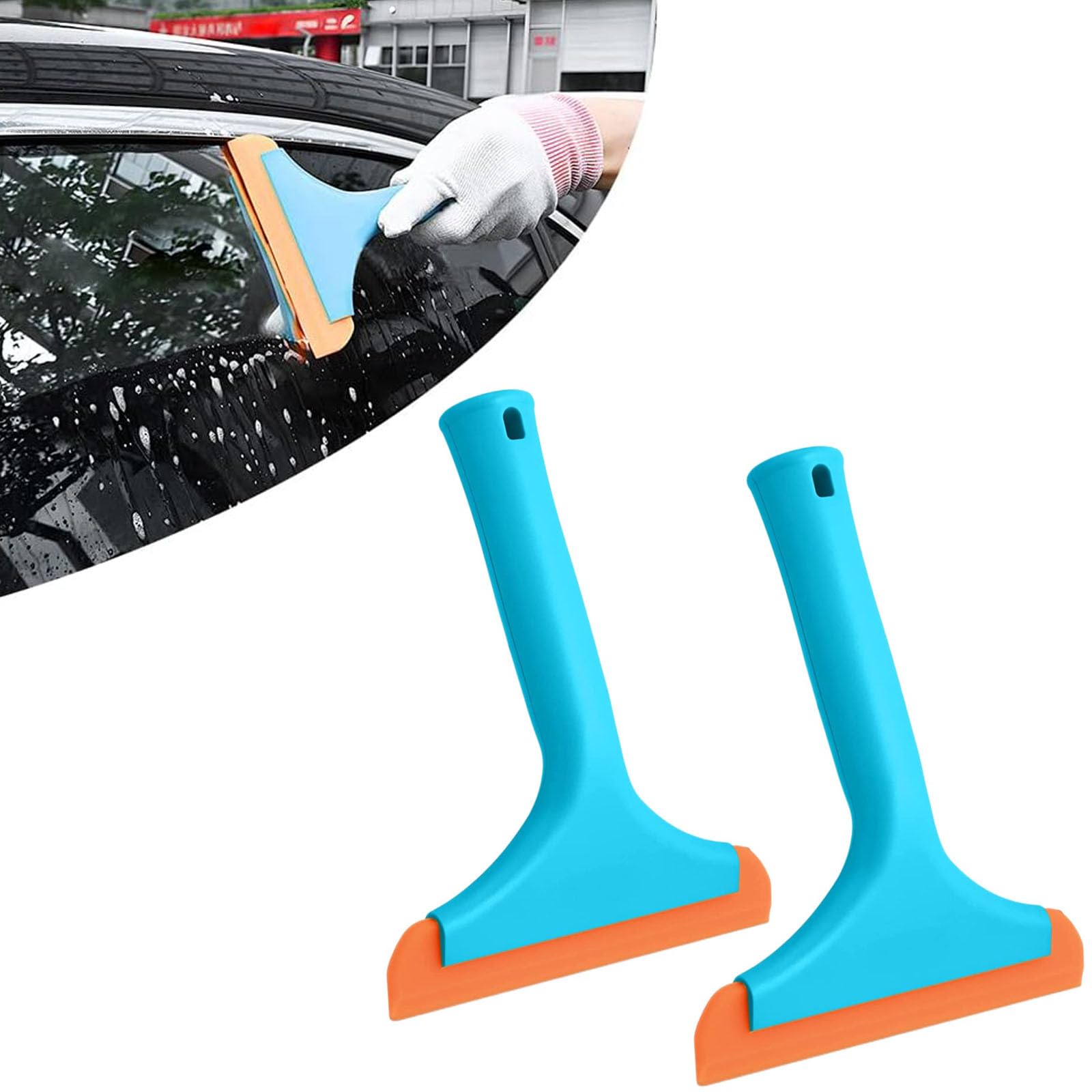 HBSTUDIO Super Flexible Silicone Squeegee, Window Tint Water Blade, Shower Squeegee with No-Slip Handle, Auto Cleaning Tool Accessories for Car Windshield, Window, Mirror, Glass Door (2 pcs)