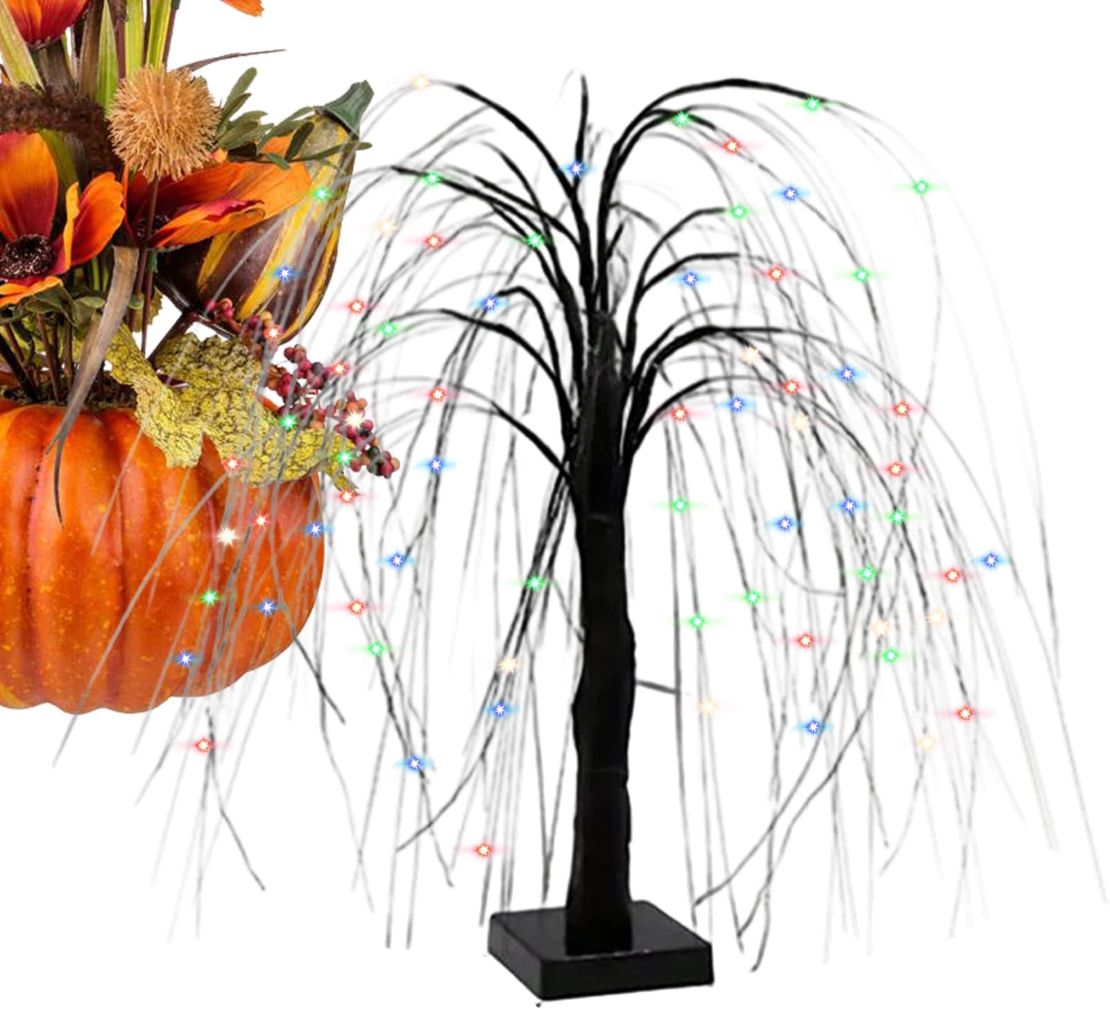 Tree Lights Indoor, LED Battery Powered Table Lamp, Pre-Lit Weeping Willow Tree Decor, for Living Room Bedroom Office Shelf Outdoor New Year Wedding Party Holiday