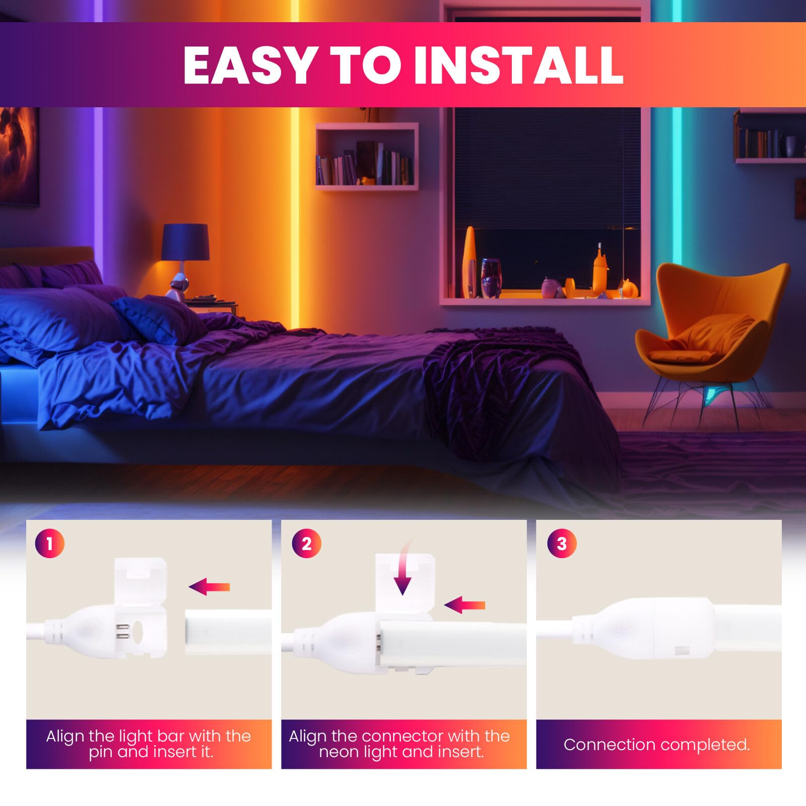 KISUFU COB LED Streifen 230V, 288LEDs/m IP65 Wasserdicht Dimmbar 220V LED Neon Band Strip Light with EU Plug für Außen Home Dekoration, Küche, Spiegel.