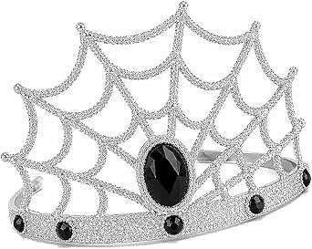 LOGOFUN Rhinestone Spider Web Crown Silver Halloween Tiara Headband