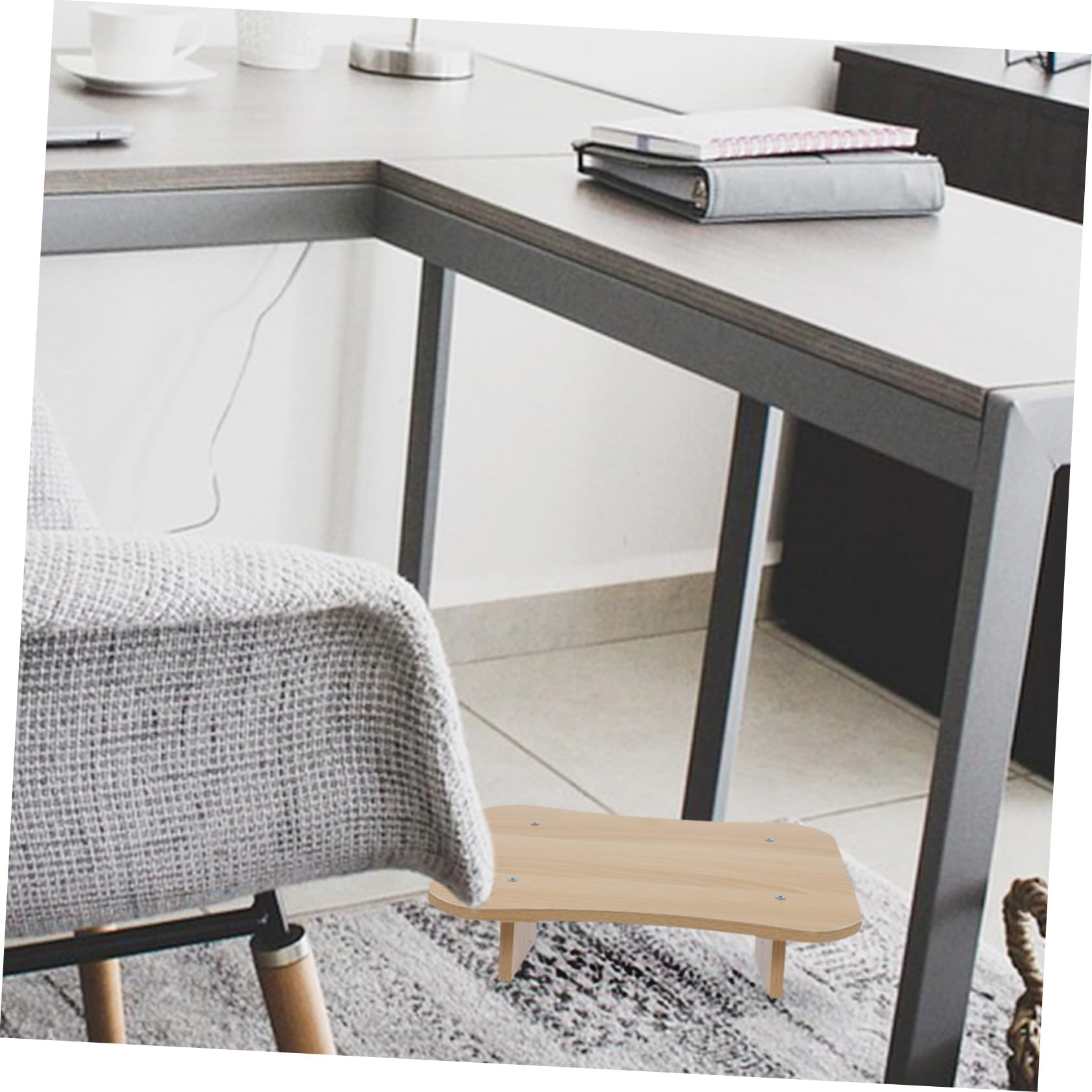 DOITOOL Taburete Reposapiés de Oficina Multifuncional de Madera Natural Soporte Ergonómico para Pies bajo Escritorio Portátil y Ligero para y Trabajo