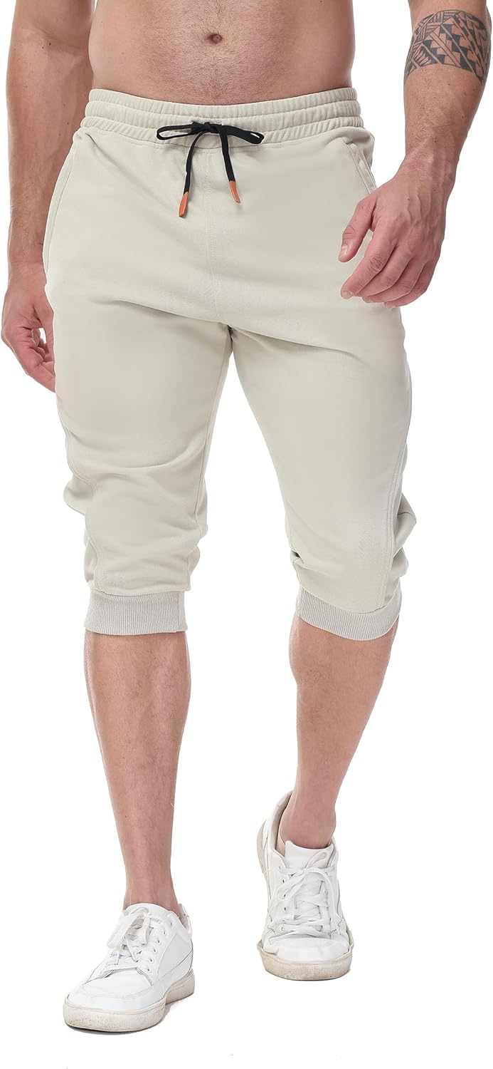 FIRSTGYM Mens Casual Jogger Pants 3/4 Joggers Tapered Fit Workout Gym Training Sweatpants - Image 2