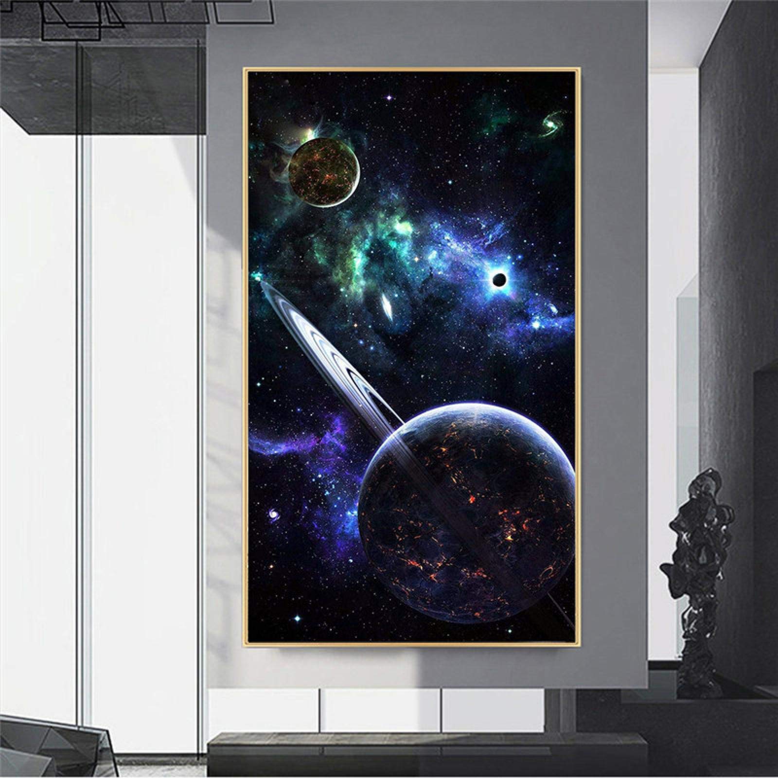 Amazon｜宇宙 キャンバス ウォールアート 水彩画 惑星 宇宙飛行士