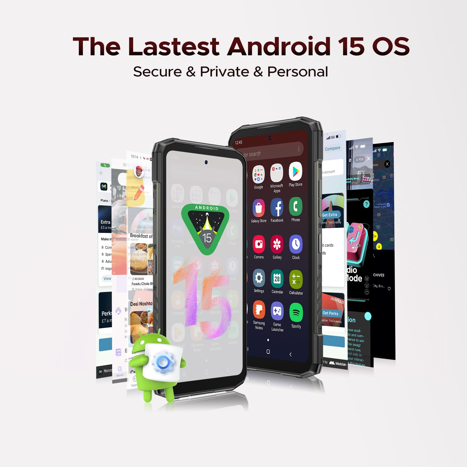 DOOGEE Blade 20 Play 5G Rugged Phone,Dimensity 7050 Octa Core,32GB+256GB,Android 15 10300mAh Rugged Smartphone with 125dB Speakers,6.6" HD + LED Light Effect,50MP+20MP+16MP,Face ID/NFC/WIFI6/OTG