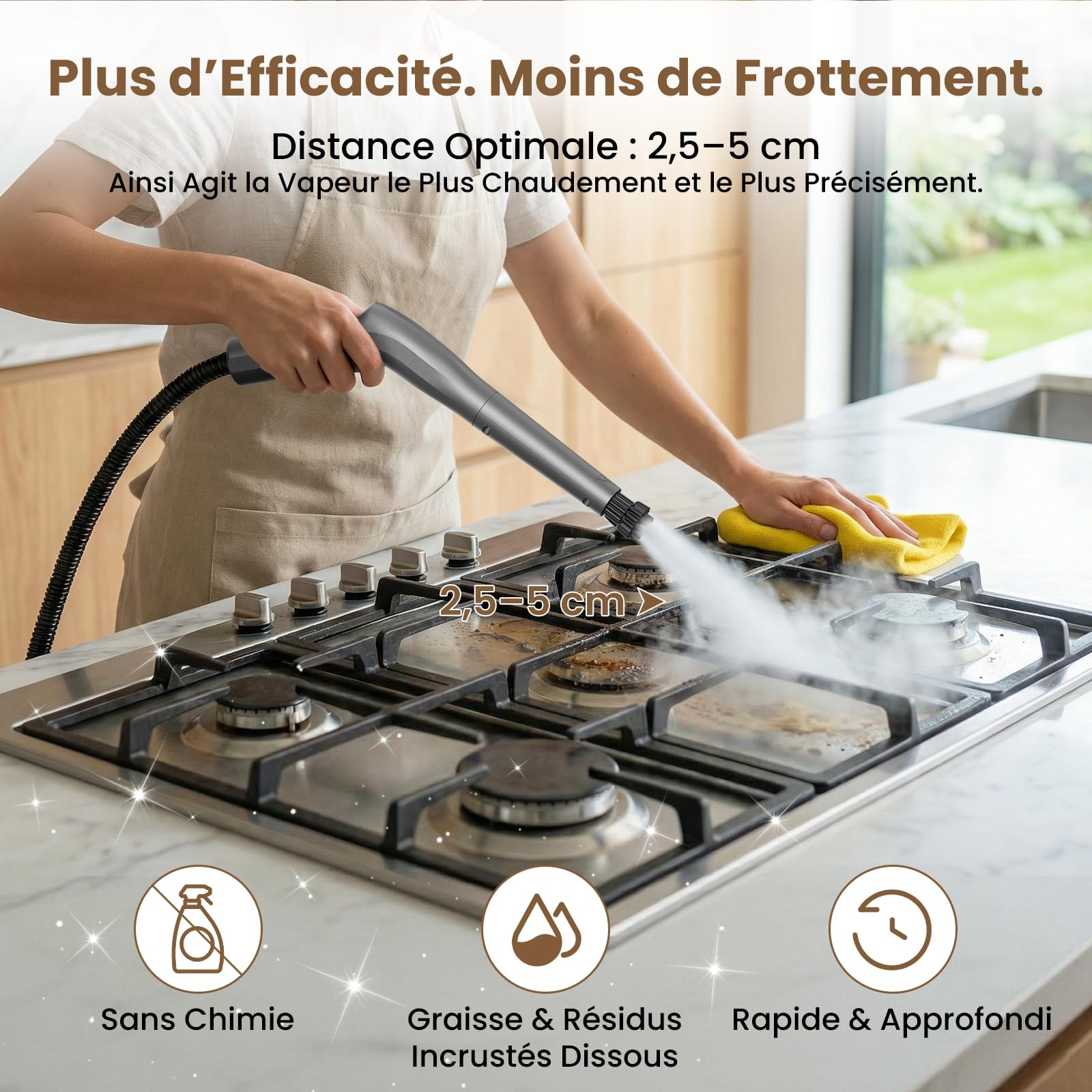 Nettoyeur Vapeur à Main 15 Sec Chauffage Rapide, 550 ml Réservoir