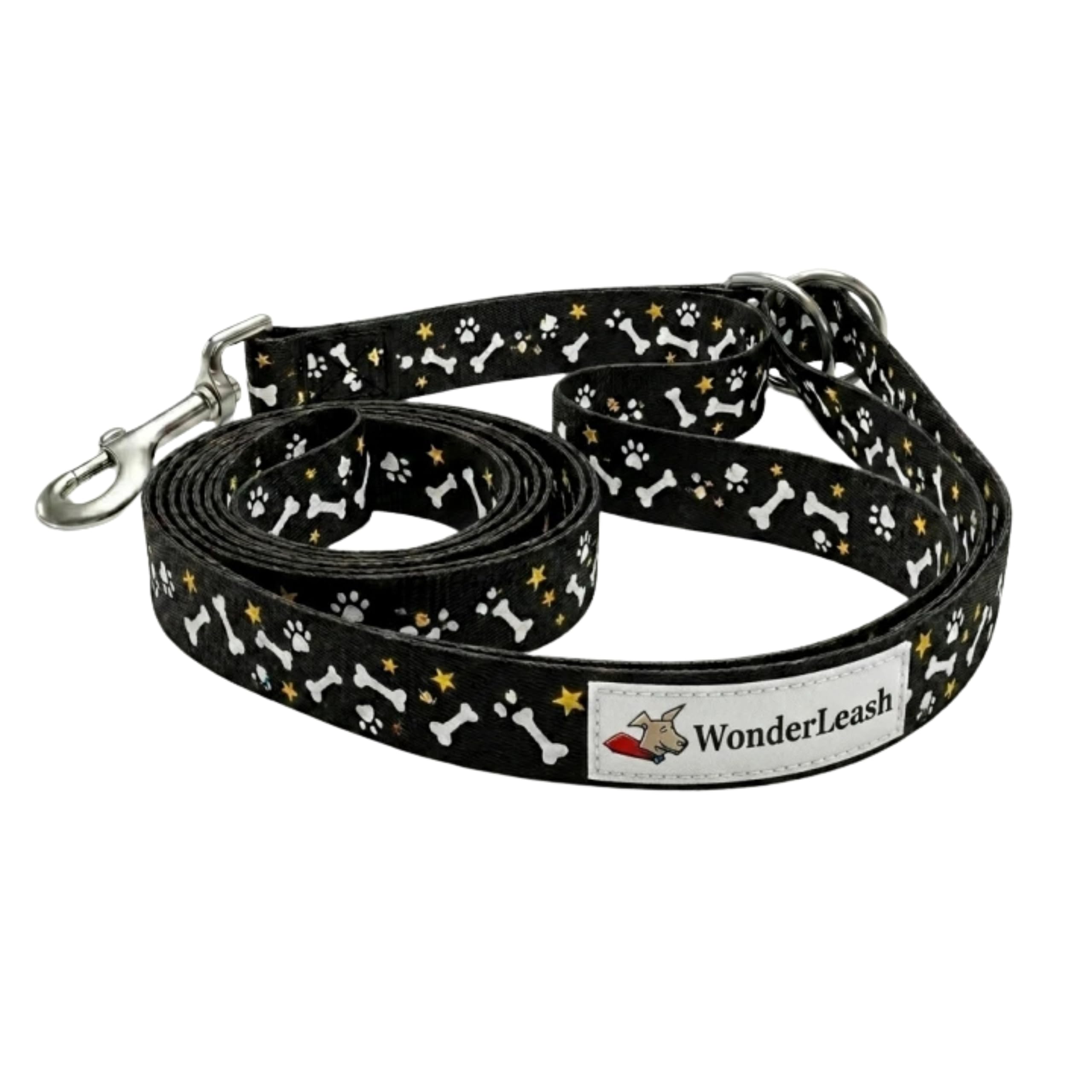 Wonderleash 3 in 1 Hundeleine für Hunde, robuste lange Linie, Trainingsleine mit Notfall-Halsband, bequemer Griff, geeignet für kleine Hunde (Schwarz, S)