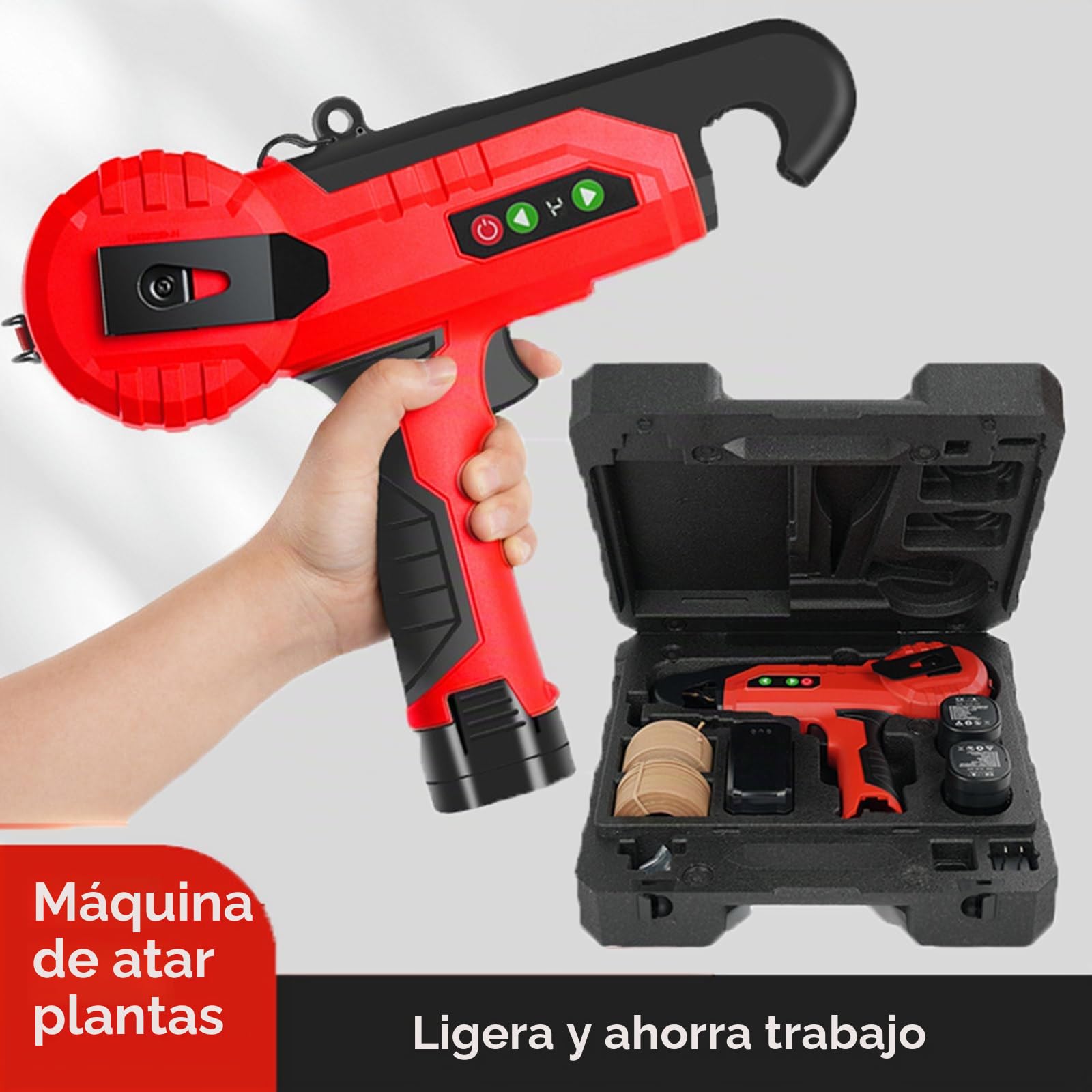 Máquina Atadora De Plantas Eléctrica De 4 Engranajes, Máquina Atadora De Vides Eléctrica De Mano con Batería, Herramienta para Atar Ramas De Jardín con Guantes para Atar Vides, Liviana