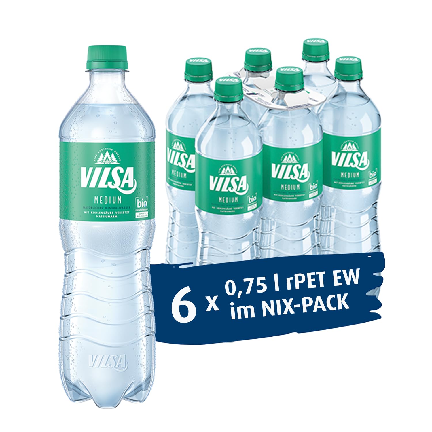 VILSA Mineralwasser Medium, 6 x 0,75 l PET