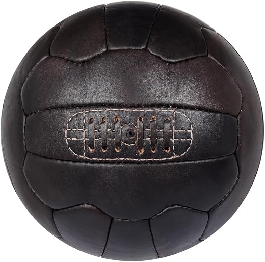 FNine Vintage Soccer Ball, Antique Leather Football (Dark Brown)