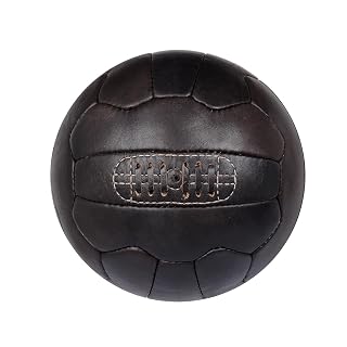 FNine Vintage Soccer Ball, Antique Leather Football (Dark Brown)