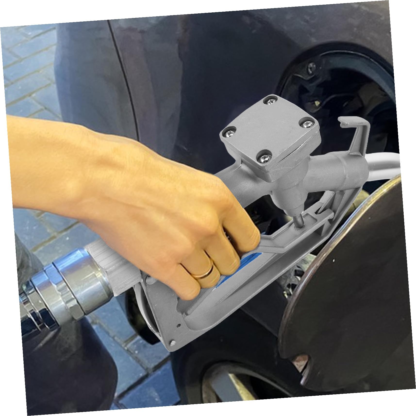 STOBAZA Pistolet à Huile Manuelle Buse de Carburant pour Les Voitures Buse d'huile Manuelle Simple Silver