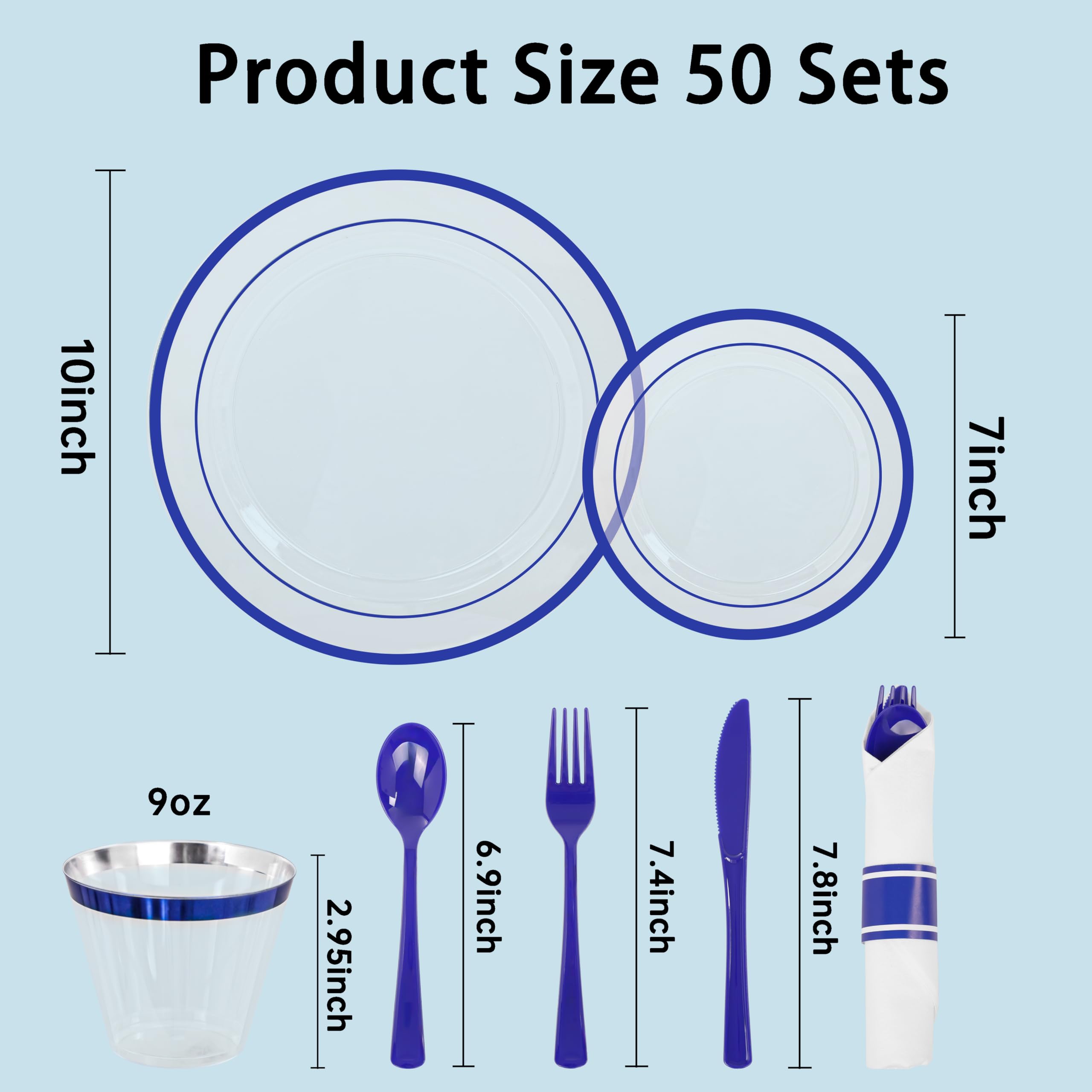 I00000 350 Piece Blue Dinnerware Set - 50 Guest Capacity -6